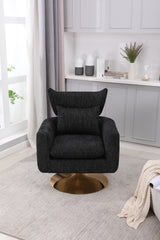 Classic Mid-Century 360-degree Swivel  Accent Chair, Black Linen