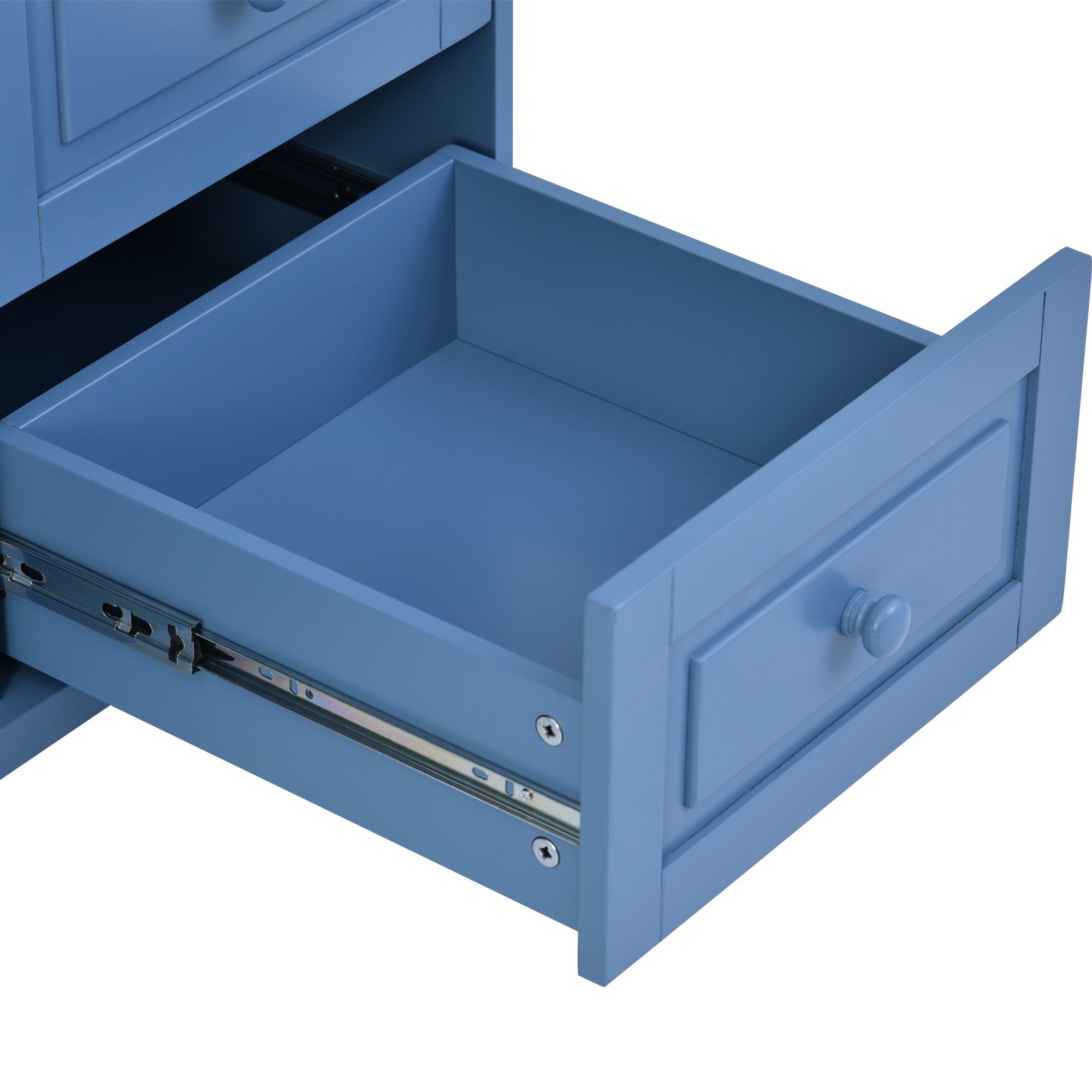 Kitchen Island Cart with Rubber Wood Desktop for Storage, Blue