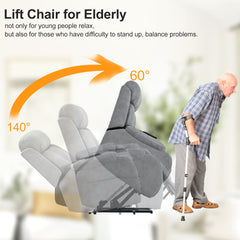 Electric Power Lift Recliner Chair for Elderly, Fabric Recliner Chair for Seniors, Home Theater Seating,Living Room Chair,Side Pocket, Remote Control,Light Gray