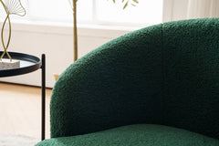 Teddy Fabric Swivel Accent Armchair Barrel Chair With Black Powder Coating Metal Ring,Dark Green