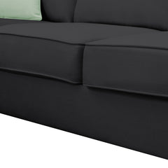 7 Pcs Living Room Sectional Sofa Couches with Ottoman, 3 Pillows, Black