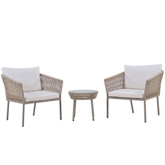 3 Pcs Outdoor Chair Set, Including 2 Single Chairs and 1 Coffee Table