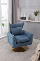 NOBLEMOOD Swivel Accent Armchair Linen Single Sofa Chair w/ Pillow and Backrest for Living Room, Blue