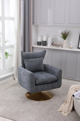 NOBLEMOOD Swivel Accent Armchair Linen Single Sofa Chair w/ Pillow and Backrest for Living Room, Gray