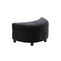 NOBLEMOOD 32.7" W Upholstered Storage Bench Half Crescent Moon Sofa Ottoman for Living Room, Entryway, Hallway（Black）