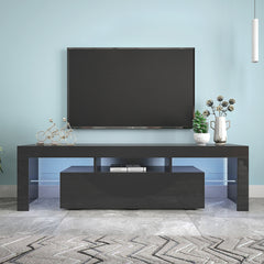 Modern 20 Colors LED TV Stand w/Remote Control Lights, Black