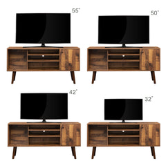 TV Stand with 1 Storage & 2 Shelves Cabinet, Oak