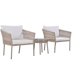 3 Pcs Outdoor Chair Set, Including 2 Single Chairs and 1 Coffee Table