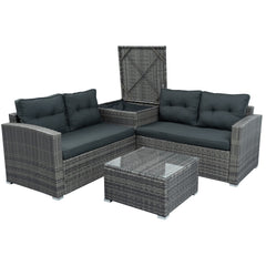 4 Pcs Outdoor Furniture Sofa Set with Storage Box