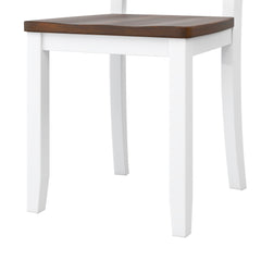 6-Pieces Farmhouse Rustic Dining Table Set with Cross Back 4 Chairs & Bench, White+Cherry