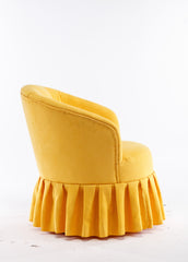 Linen Fabric Accent Swivel Chair Auditorium Chair With Pleated Skirt For Living Room Bedroom Auditorium,Yellow