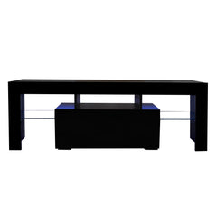 TV Stand with LED RGB Lights & Flat Screen Cabinet for Lounge Room, Living Room & Bedroom, Black