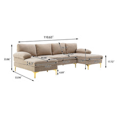 Living Room Sectional Sofa, Camel