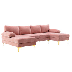 Living Room Sectional Sofa, Pink