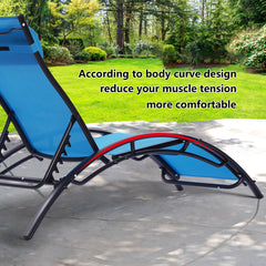 2 Pcs Outdoor Chaise Lounges Chair Textilene Sunlounger Recliner Chair
