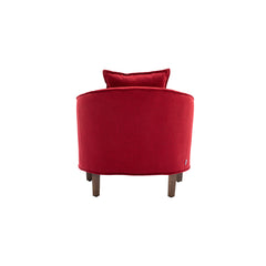 NOBLEMOOD Accent Chair with Ottoman, Mid Century Modern Barrel Chair Upholstered Club Tub Round Arms Chair, Red