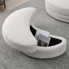 Swivel Accent Barrel Modern Sofa Lounge Club Big Round Chair with Storage Ottoman, Pillows, Beige