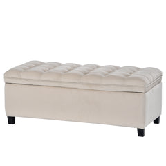 NOBLEMOOD U-shape Upholstered End of Bed Storage Bench for Bedroom, Ottoman with Storage and Flip-up Button Top for Living Room