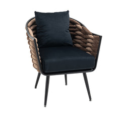 Velvet Accent Chair Modern Upholstered Armchair Tufted Chair with Metal Frame