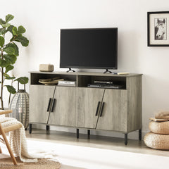 Farmhouse TV Stand with Storage & Open Drawers, Golden