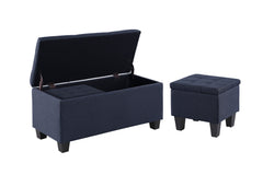 NOBLEMOOD 3 in 1 End of Bed Storage Bench & 2 Ottoman Benches w/ Storage for Living Room Bedroom Entryway Navy