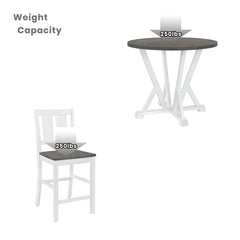 Rustic Farmhouse 5-Piece Counter Height Dining Table Set with 4 Dining Chairs & Thick Tabletop, Grey