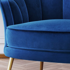 Modern Velvet Accent Barrel Chair Leisure Accent Chair Living Room Upholstered Armchair Vanity Chair for Bedroom Meeting Room，Blue