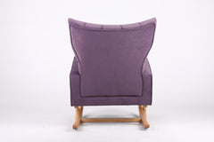 Mid Century Modern Velvet Upholstered Rocking Chair with Padded Seat for Living Room, Bedroom (Lavender Purple)