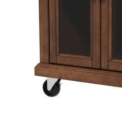 51.2'' Rolling Kitchen Island with Solid Wood Top, 2 Cabinets, 2 Drawers & Wheels, Walnut