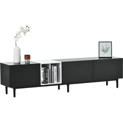 Modern TV Stand for 80'' TV with 3 Doors & Media Console Table, Black