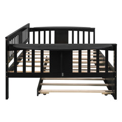 Full size Wood Daybed with Twin Size Trundle, Espresso