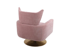 NOBLEMOOD Swivel Accent Armchair Linen Single Sofa Chair w/ Pillow and Backrest for Living Room, Pink