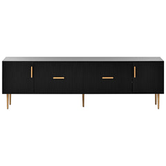 Durable, Stylish & Spacious TV Stand with 5 Champagne Legs for TVs Up to 75'', Black