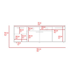 Rectangular 2-Door TV Stand, Dark Walnut