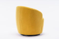 Teddy Fabric Swivel Accent Armchair Barrel Chair With Black Powder Coating Metal Ring,Yellow