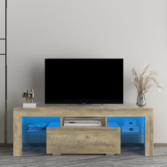 TV Stand with LED RGB Lights & Flat Screens for Lounge Room & Living Room, Walnut