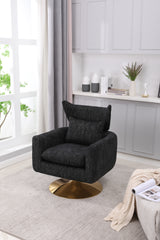 Classic Mid-Century 360-degree Swivel  Accent Chair, Black Linen