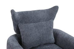 NOBLEMOOD Swivel Accent Armchair Linen Single Sofa Chair w/ Pillow and Backrest for Living Room, Gray