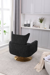 Classic Mid-Century 360-degree Swivel  Accent Chair, Black Linen